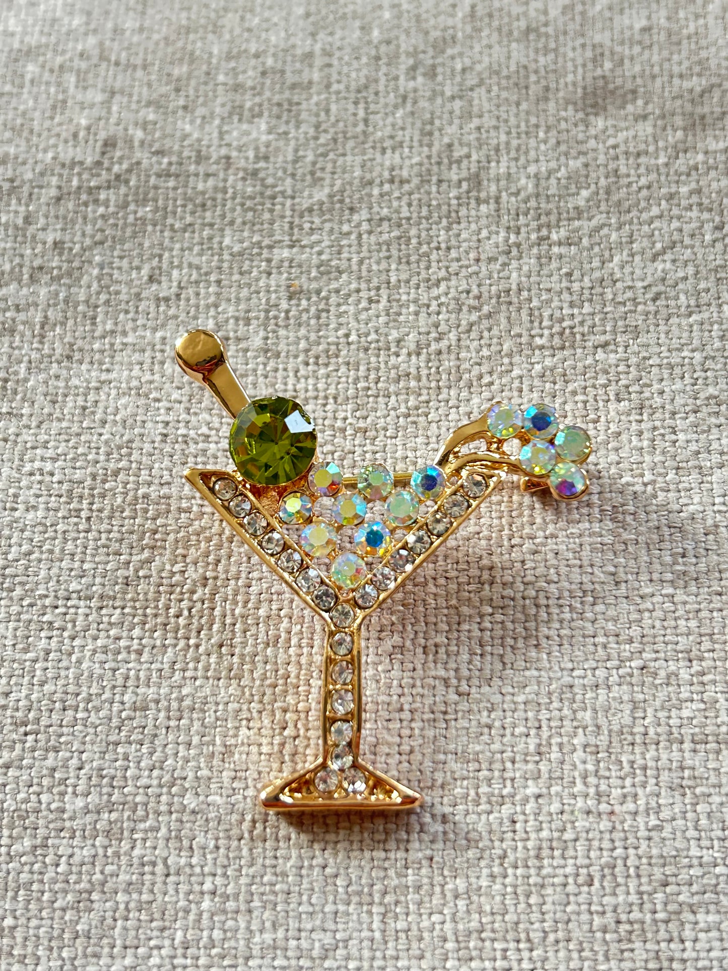 Dirt Martini Rhinestone Brooch