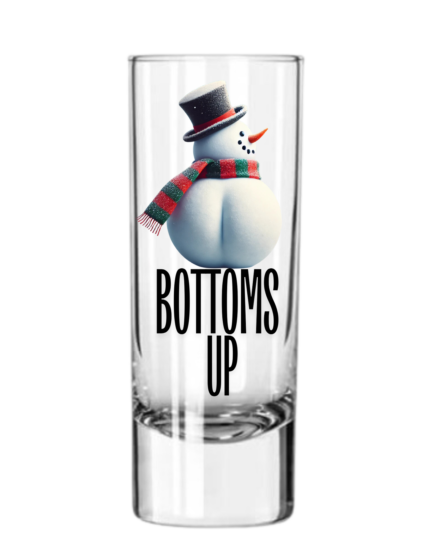 Bottoms Up in the Snow Shot Glass